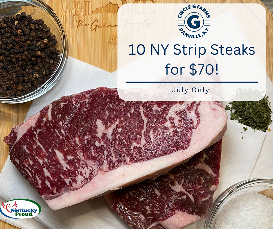 10 NY Strip Steaks for $70!