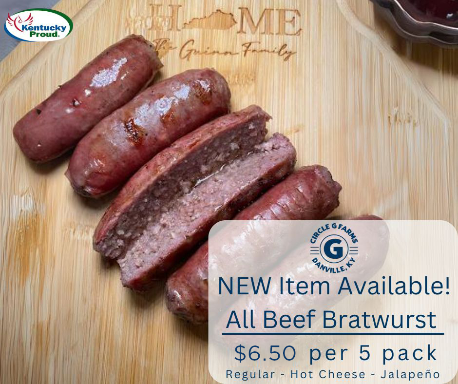 All Beef Bratwurst $6.50 per 5 pack!